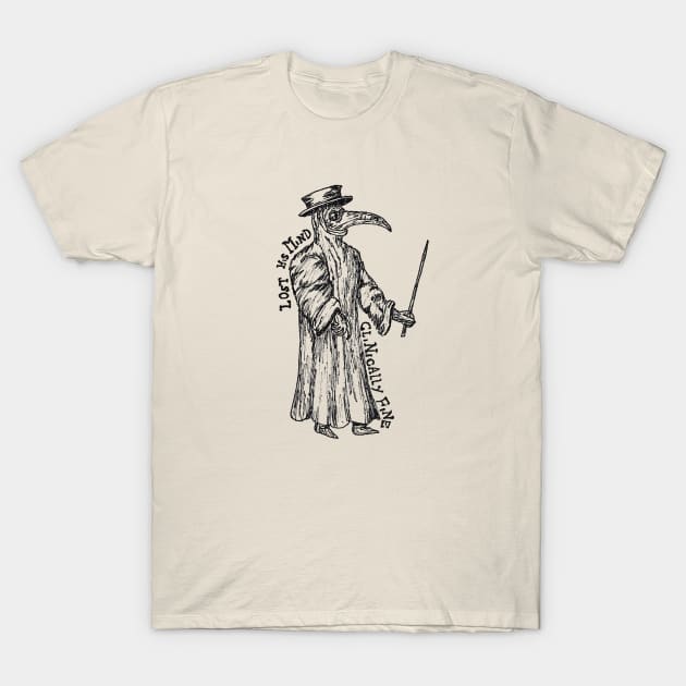 Plague Doctor (Black) T-Shirt by NightmareCraftStudio